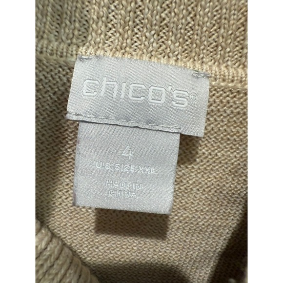 Chico's Sz 4 / 2XL Ivory & Black Cowl Neck Dolman Sleeve Embroidery Knit Sweater - Picture 7 of 8